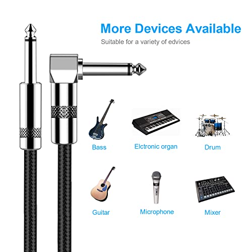Cable de Guitarra, Cavo Audio Professionale, Adaptador de Audio Estéreo Balanceado Cable Trenzado de Nailon,Cable Amplificador de Bajo para Guitarra Eléctrica, Bajo, Mandolina Eléctrica (Ángulo, 3M)