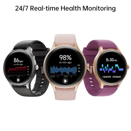 Woneligo Smart Watch for Women,1.57inch AMOLED Touchscreen Fitness Watch for iPhone & Android,Heart Rate/Sp02/Sleep Monitor,110+ Sport Modes IP68 Waterproof Bluetooth Calls,2 Bands (Pink, 1.57)