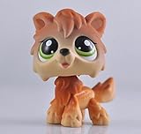 GOOD LUCK CHARM Rare Littlest Pet Shop Wolf Brown Tan Husky Timberwolf Green Eyes Dog LPS + GIFT BOX