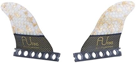 AU FINS, (Set of 2), Patented Side Bites Reinforced Design, 24K Twin Full Base, Size G5 Medium, Made of Carbon Fiber & Honeycomb, Bonus Key Included, for Wakesurfing Board, Wake Surf, Made in USA