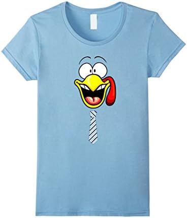 Womens Thanksgiving Turkey Face Neck Tie Funny T-Shirt Boys Gobble XL Baby Blue