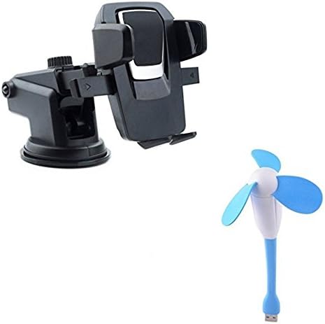 Raptas Mini Portable Air Fan Cooler & Mobile Phone Holder Sucker Silicone Base Long Neck 360° Rotation for all Android/IOS Device
