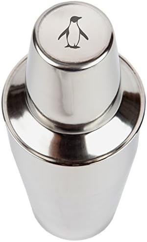 Penguin Stainless Steel Cocktail Shaker - Laser Engraved Cocktail Shaker Set - 16 Oz Alcoholic Drink Shaker With Built-In Strainer
