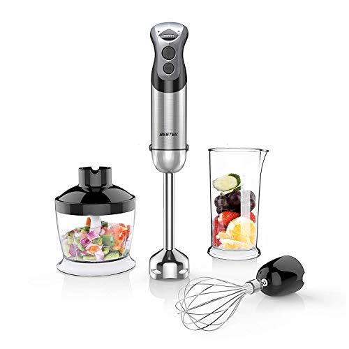 BESTEK 350W 2 Speed 4-in-1 Smart Stick Hand Mixer Blender Set With Food Chopper, Whisk And Beaker