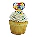 Autism Awareness Diversity Puzzle Pieces Heart Love Cupcake Picks Toppers Decoration Set of 6