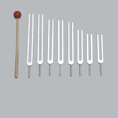 Tuningforkshop 8 Pc Fibonacci Tuning Fork for Healing with Mallet & Pouch