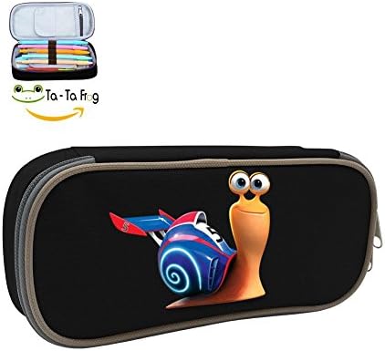 Turbo Big Capacity Canvas Pencil Case Holder New Style Printed Multifunction Pen Bag Durable Students Stationery Makeup Pouch Double Zipper Creative Portable Travel Bag Black