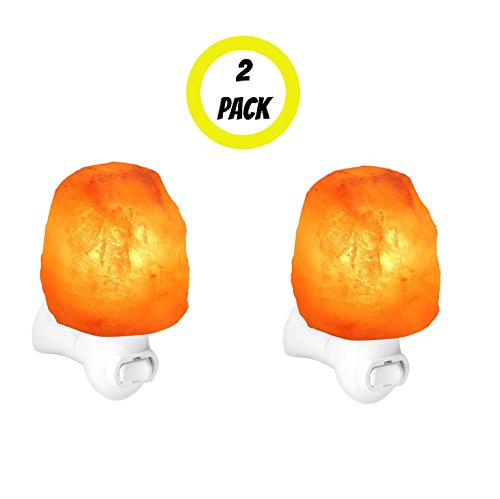 2 Pack Night Light Himalayan Salt Lamp Negative Ion Air Purifier Pink Light Hallway Natural Living Hand Carved Crystalline Shape Health Benefit Ambient Lighting UL Listed Nightlight Himalaya Mountains
