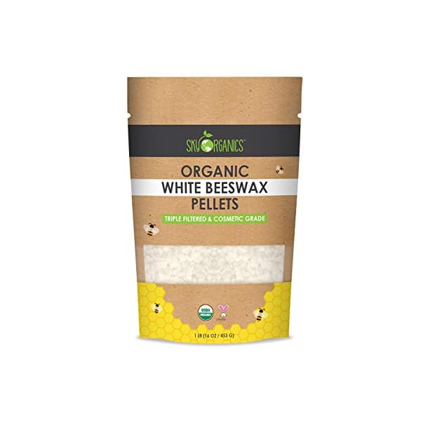 Sky Organics Organic White Beeswax Pellets, Pure USDA Certified Organic for DIY & Craft Projects, 16 Oz