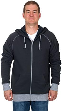 Men’s Two-Tone Heavyweight Zip-up Hoodie (XL, Charcoal/Gray)