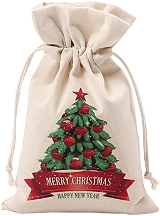 Shinieny Christmas Santa Printed Drawstring Gift Candy Storage 5 Pack Sack Bags