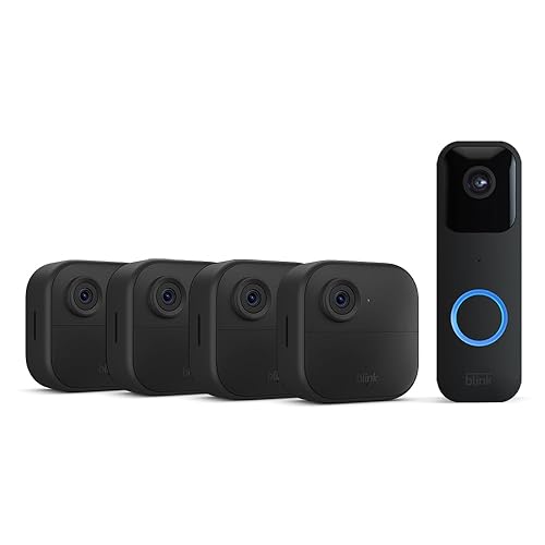 New Blink camera (Outdoor 4) + Blink doorbell (black) | Newest model | Wireless HD smart security camera, two-year battery life, enhanced motion detection, works with Alexa | 4-Camera System