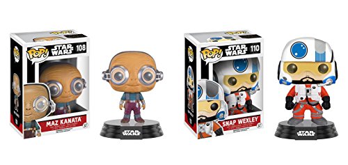 Funko POP Star Wars The Force Awakens: Maz Kanata and Snap Wexley Toy Action Figures - 2 Piece BUNDLE
