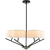 Kalco Lighting Tahoe 26" Contemporary 5-Light Fabric Chandelier in Matte Black