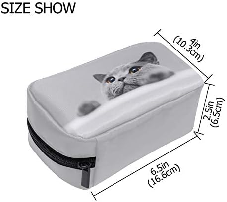 Vawa メイクポーチ 大容量 可愛い 猫 グレー 動物 化粧ポーチ コンパクト 機能 おしゃれ 携帯用 コスメ収納 仕切り ミニポーチ バニティーケース 洗面道具 B07vwp34by 550円