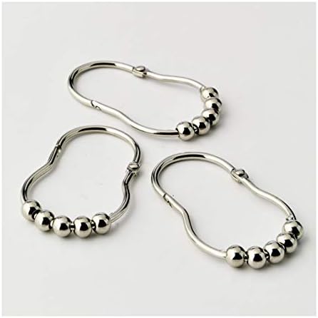 DS BATH Peanut Glide Shower Curtain Hooks,Bathroom Curtain Rings,Roller Rings for Shower Curtain,Set of 12-Silver