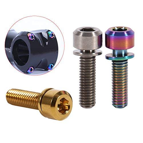 Bolts Screw With Washers Set For MTB Bike Bicycle Stem Bolts Screw Titanium Alloy M5 x 18mm Tapered Washer Head Bike Stems & Parts 6pcs (rainbow) - Thumbnail 5