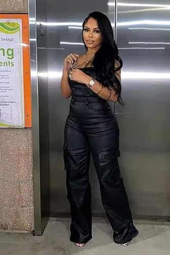 BATEHIF JUMPSUITS FOR WOMEN CASUAL LOOSE OVERALLS ONE PIECE OFF THE SHOULDER WIDE LEG CARGO PANT ROMPERS WITH POCKETS
