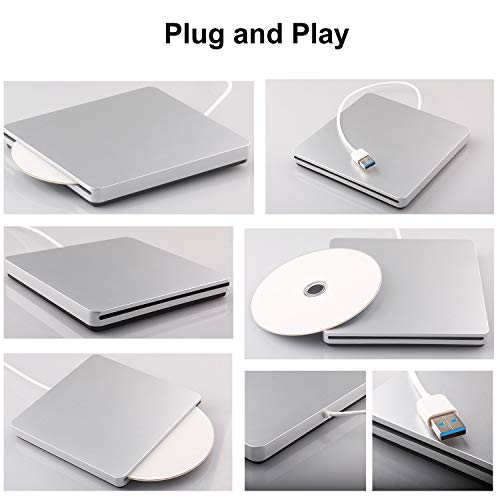 Blu-Ray Player, 3D 4K Player USB 3.0 Ultra Slim CD DVD Drive Portable BD DVD CD RAM Burner Combo High Speed Re-Writer for Sliver Ultrabook Laptop Notebook PC Desktop