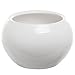 MyGift 6.8 Inch Round Plant Bowl - Modern Glazed White Ceramic Succulent Planter Pot with Drainage Hole