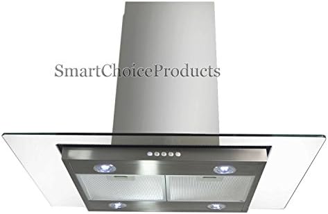 GTC 30" Glass Stainless Steel Island Range Hood Stove Mount Vents