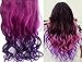 CJESLNA Fashion Sexy Two Tone Long Curl/Curly/Wavy Clip in Hair Extensions Pieces Wig Girls, Shade Hot Pink to Dark Purplethumb 1