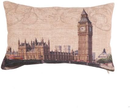 Prettypillow Linen Rectangle Decorative Cushion Cover Lumbar Pillowcase 30 x 50 London Big Ben