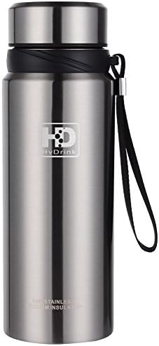 Water Bottle Insulated Stainless Steel Wide Mouth Vacuum Thermos, Built-in Filter, with Leak Proof Cap and Strap, Idea For Drinking At Home, Office, Gym, Cycling (New Original Stainless Steel, 27 oz)