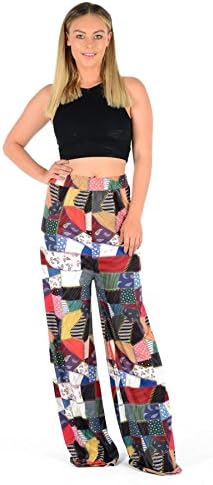 New Ladies Palazzo Ali Baba Legging Trouser Baggy Harem Print Patch Work 6-20