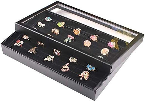 Yishishi Jewelry Storage Box Small Earing Ring Box Organizer 100-Slot Classic Jewelry Display Trval Case Black Gift For Girls Or Women (Color : Black)