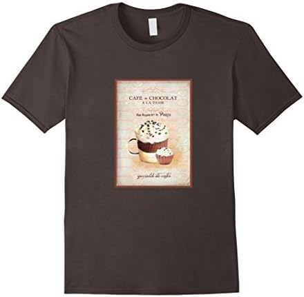 Mens French Cafe Patisserie t-shirt; Chocolate Paris Poster Large Asphalt