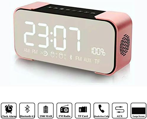 Bluetooth Speakers,HAMAXA Portable Wireless Stereo Speaker with Built-in Micrphone,Hands-Free,FM Radio,LED Alarm Clock,Two Subwoofer Enhanced Bass Hi-Fi Surround for iPhone iPad Samsung Tablet PC Home