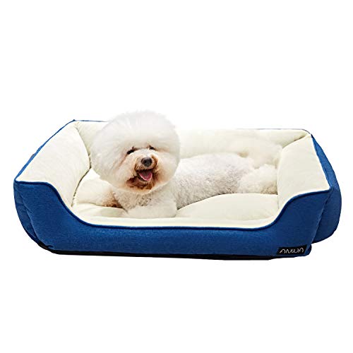 ANWA Dog Bed Pet Bolster Machine Washable Dog Bed with Cozy Plush for Medium and Small Dogs