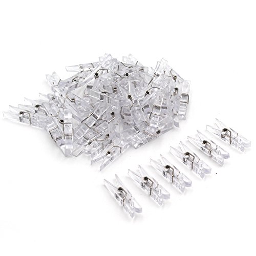 50Pcs Utility Paper Clip Clamps,Plastic Clear Color Spring Hanging Photo Clips - Thumbnail 4