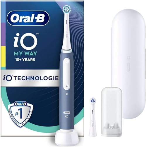 Oral-B iO My Way Elektrische Zahnbürste Kinder — Electric Toothbrush für Kinder ab 10 Jahren, Inkl. 1 Aufsteckbürste, Reise-etui und 4 Putzmodi für Zahnpflege, Designed by Braun — Blau