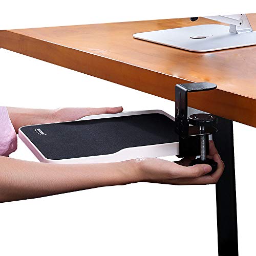 Mouse Tray Clamp Under Desk Mouse Platform Clip on Mouse Pad Slide Out Ergonomic Mouse Tray