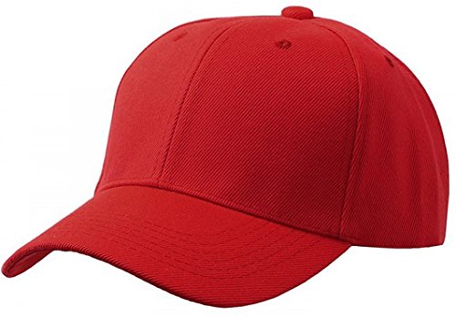 Unisex Adult Men Women Classic Plain Adjustable Velcro Sports Outdoor 6 Panel Hat Baseball Cap DF-2100 (Adult, Red) - Thumbnail 4