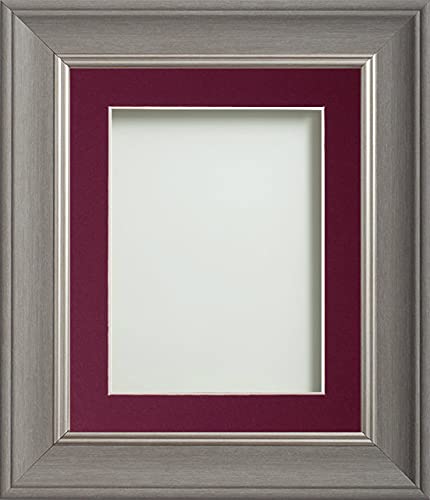 Frame Company Drummond Gunmetal Grey Photo Frame, Plum Mount, 8x8 for 5x5 inch, fitted with perspex