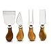 Freehawk 4 Pieces Set Cheese Knives with Bamboo Wood Handle Steel Stainless Cheese Slicer Cheese Cutter (Round Handle)