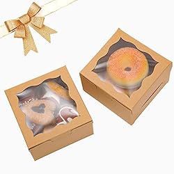 Kraft Bakery Boxes with Window 4x4x2.5 inches Small