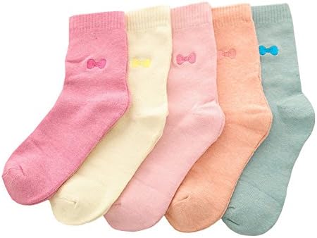 Dailydollor 5 pairs/lot Winter Warm Bow-knot Solid Color Women Terry Socks