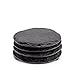 Round Slate Coasters by EMEMO® - Set of 4 Unique, Handmade Coasters For Drinks, Beverages, Wine Glasses - Elegant Look & Unmatched Furniture Protection - Made Of Genuine Black Slate