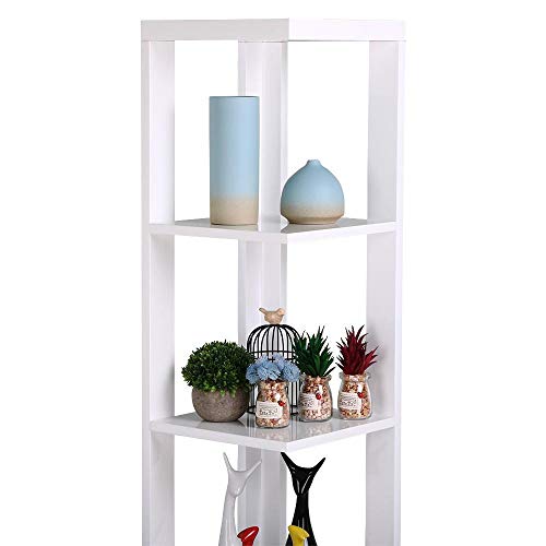 Yaheetech 5 Tier White Finish Wood Wall Corner Shelf Slim Bookshelf