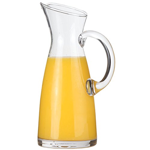 Lily's Home Glass Water and Wine Carafe, Ideal as a Cold Beverage or Juice Decanter with Large, Comfortable Handle and Spout Designed to Prevent Drips (10 1/2" Tall x 4" Wide Base)