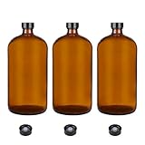 Yarlung 3 Pack 32 Oz Amber Glass Bottles with Tight