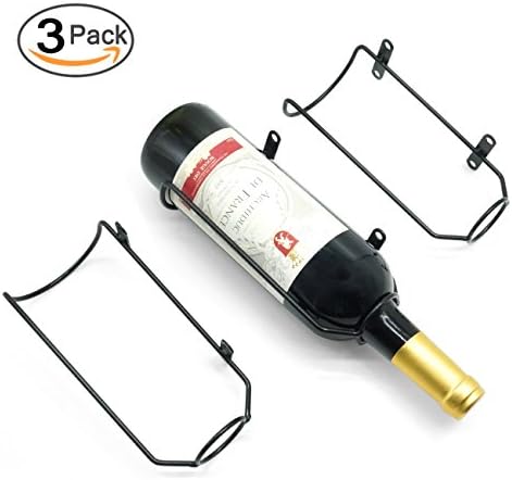 3 Pack Iron Wine Rack Wall Mounted Wine Bottle Holder, Included Mounting Screws and Anchors (Style D)