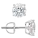 14K Solid White Gold Round Cut Cubic Zirconia Stud Earrings | .50 to 4.0 CTW | Screw Back Posts | With Gift Box