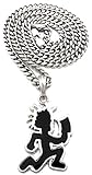 GWOOD Juggalo with Cleaver Silver Color with Black Enamel Pendant 24 Inch Cuban Necklace
