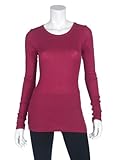 Michael Stars Women's Long Sleeve Slub Band Crew Neck Tee