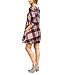 Yobecho Womens Plaid Stripe Swing Tunic Dress Casual Loose 3/4 Sleeve T-shirt Dress with Pockets